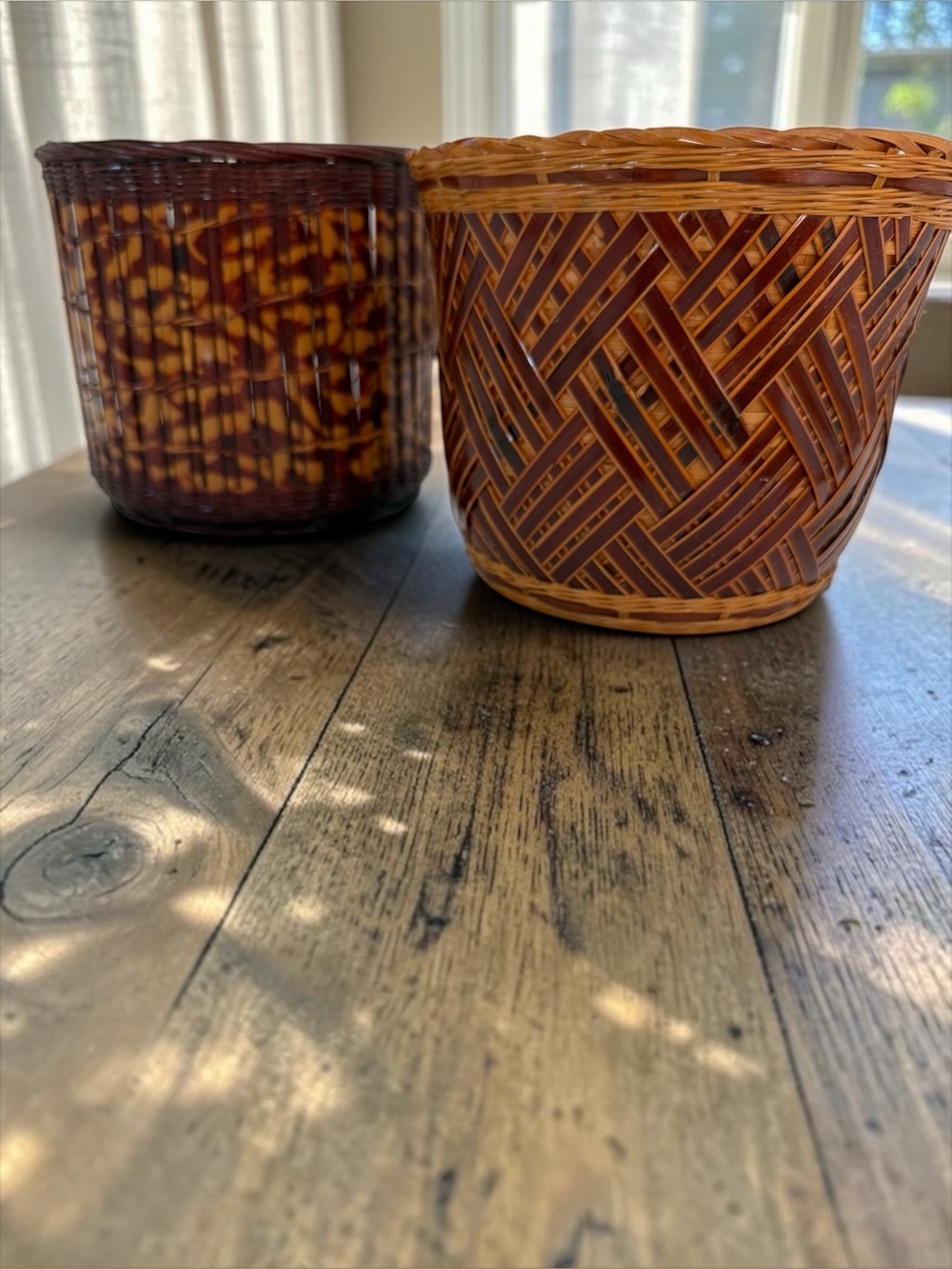 Vintage Woven Wicker Flower Pot Basket Holders